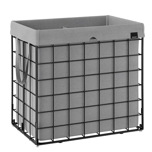 SONGMICS Laundry Hamper, Collapsible, 34.3 Gal. (130L) - color: Black + Gray, size: 130 L