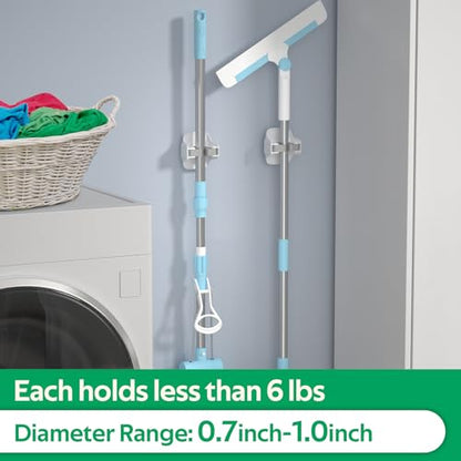 reliahom Broom Holder Wall Mount Mop Grippers organizer wall hanging,10Pack - color: White, size: 10 Pack 1Rack