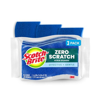 Scotch-Brite Zero Scratch Scrub Sponge, 3 Pack
