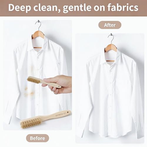 3Pcs Small Wood Laundry Stain Brush Set with Boar Bristles, Stain Remover for Delicates, Cotton, Linens and Shoes, Portable Laundry Scrub Brushes for Fresh Clean Fabric - size: 1 Count (Pack of 3)