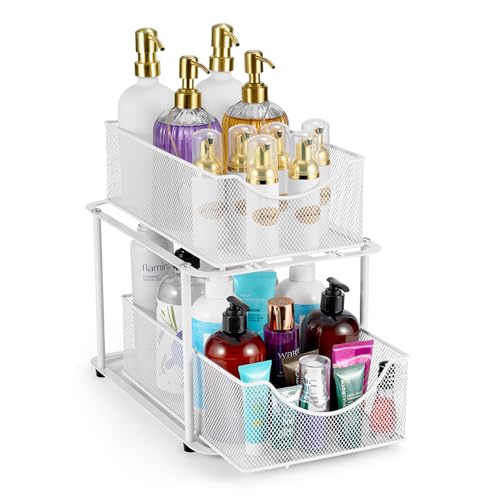 Sorbus Pull-Out Under Sink Organizer, Mesh Construction (White, 1 Pack) - color: White, size: 1 Pack
