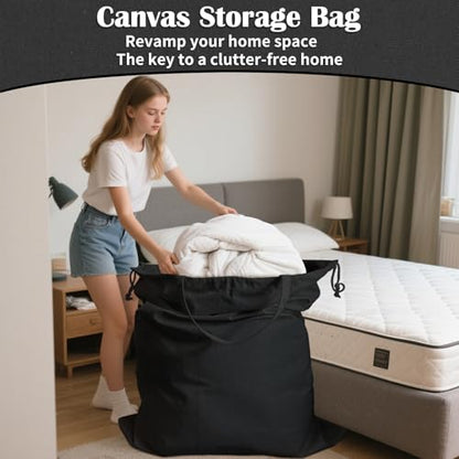 Canvas Laundry Bag 40"W x35"H, Extra Large Heavy Duty Storage Bag XXL Black - color: Black, size: XXL 40"Wx35"H┃1 Pack