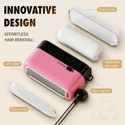 Washable Lint Roller for Pet Hair, Reusable Sticky Remover for Clothes, Furniture, Carpet, Couch, Car Seats (Pink) - color: Pink