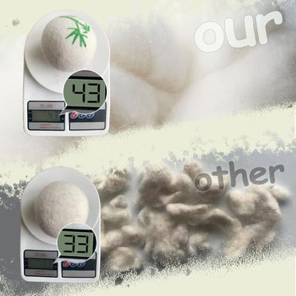 Wool Dryer Balls Laundry Reusable, 100% Natural New Zealand Wool Balls for Dryer, 6 in 1 Pack (Panda)