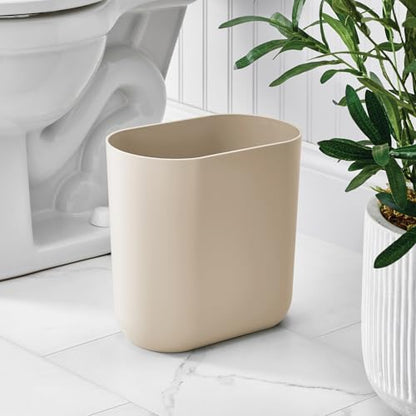 iDesign Small Slim Plastic Bathroom Trash Can, 2-Pack, Brown - color: Taupe, style: Pack of 2