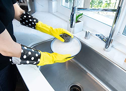 Glam Gloves Diswasher's Thick Latex Gloves for Kitchen & Home, Long Sleeves, One Size Fits All, 1 Pair, Yellow
