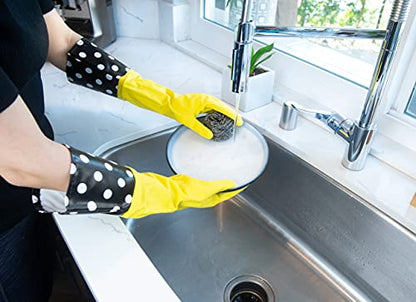 Glam Gloves Diswasher's Thick Latex Gloves for Kitchen & Home, Long Sleeves, One Size Fits All, 1 Pair, Yellow