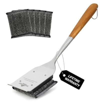 XUDAKAIXIN Grill Brush Bristle Free,with 5 BBQ Replacement Head,Perfect for Cast Iron, Stainless Steel Grates, [Ultra Safe & Efficient] Grill Cleaner for Outdoor Grill,Gifts for Men/Dad