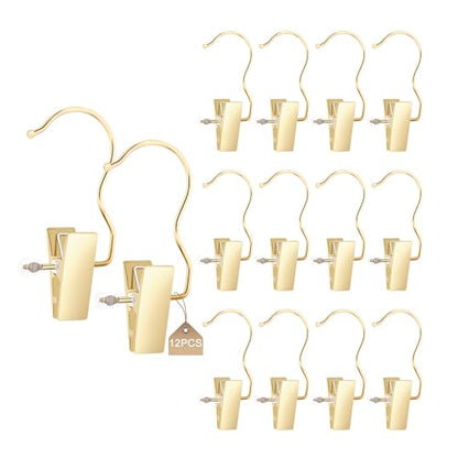 Boot Hangers 4.5" Metal Outfit Hanger Gold Hanging Clips for Gloves Shoes Laundry Hooks Hair Extension Wigs Clips Portable Home Travel Hangers for Hat, Towels, Bras, Socks 12Pack - color: Gold