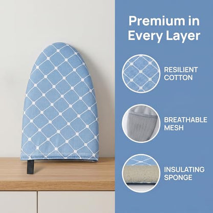 Ironing Board,Garment Steamer Ironing Gloves, Portable Clothing Steam Engine Gloves, Travel Handheld Ironing Board Accessories with Finger Loop for Steaming Clothes,Blue