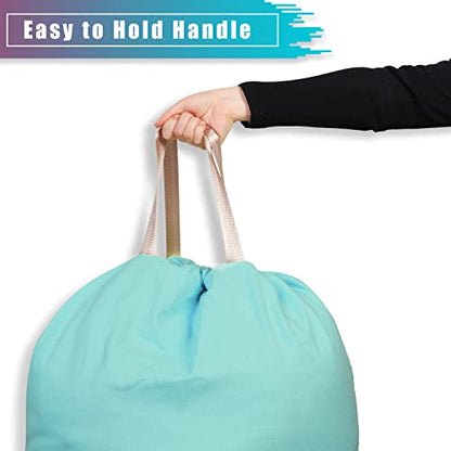 LOLOMLO Extra Large Canvas Laundry Bags with Handles & Drawstring Closure, Heavy Duty Tears Resistant Clothes Storage Travel Bags,25.5"x34",Teal Blue - color: Teal Blue