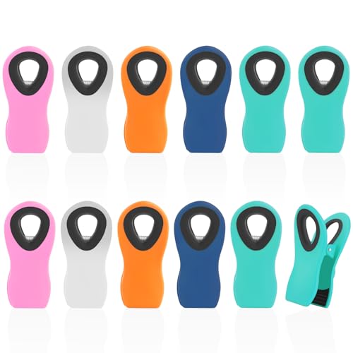 12 Pack Chip Clips, Bag Clips for Food, Magnetic Sealers for Chips and Other Food, Plastic Bag Clip for Kitchen, Fridge, Clothes, Sewing and Artwork (Multi-Color) - color: Fresh Multi-color