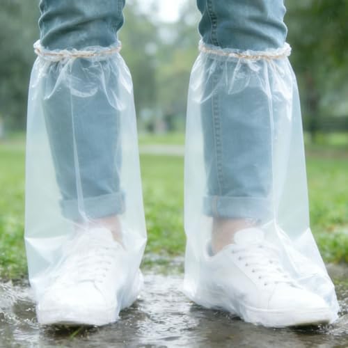 20Pcs(10 pairs) Thickened Waterproof Shoe Covers for Rain, Clear Rain Shoe Covers, One Size Fits Most - color: Clear, size: 10P L Adults