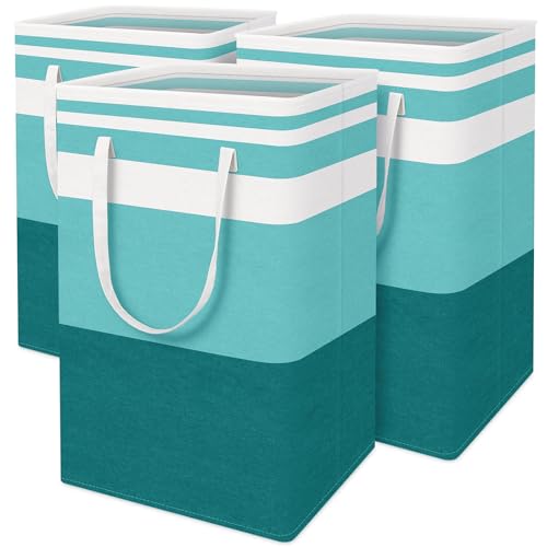 BlissTotes 3-Pack Laundry Basket, Collapsible Laundry Hamper, Green, 75L - color: Green, size: 75L