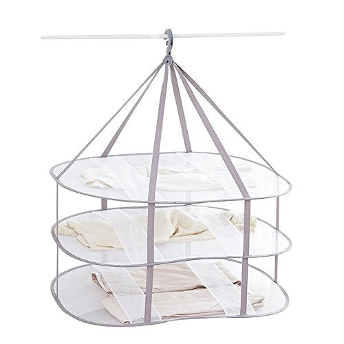 Looca 3-Tier Folded Mesh Clothes Hanging Dryer Sweater Drying Rack 30.3" L * 24.5" W*30.7" H - size: 30.3" L x 24.5" W x 30.7" H