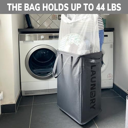 Goodpick 75L Laundry Basket with Wheels & Removable Wash Bag for Dorm - color: Grey 1-Pack
