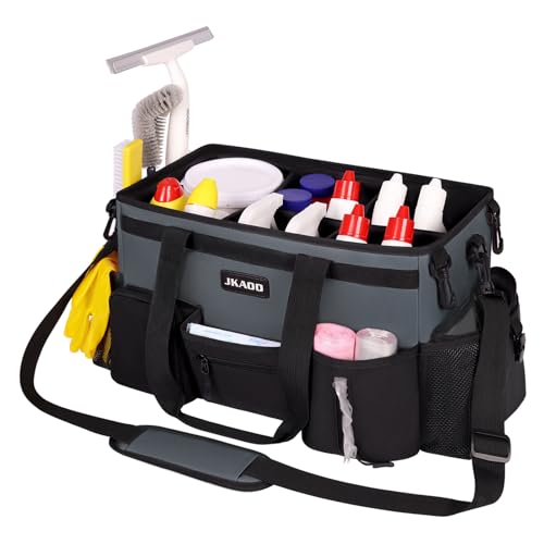 JKAOO Large Wearable Cleaning Caddy Bag with Handles, Gray - color: Gray