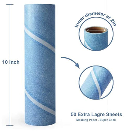 Leo 10-Inch Wide Lint Roller Refills, 3 Rolls with 50 Sheets Each (150 Sheets Total), Extra Sticky Pet Hair Remover for Carpet & Furniture - size: 3 Refill Rolls