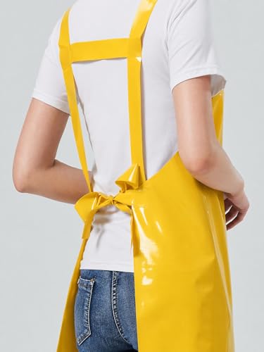 Molaxhome TPU Waterproof Apron Lightweight Oil-resistant Chef Apron - color: Yellow