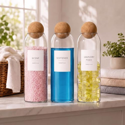 3 Pcs 50.7 oz Glass Laundry Detergent Dispenser with Cork Lids