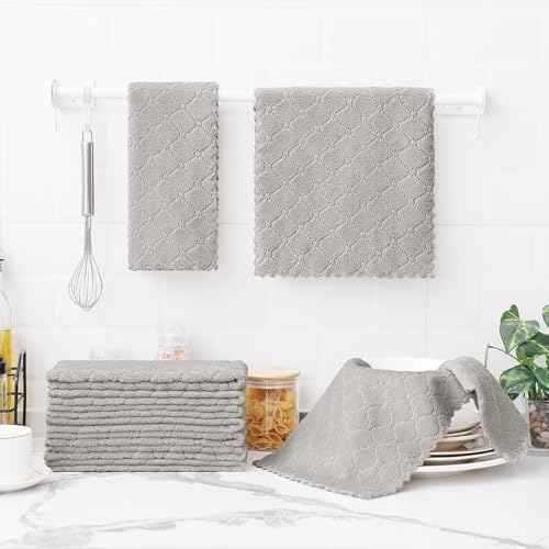Homaxy 18 Pack Super Soft Absorbent Dish Towels, 10" x 20", Grey - color: Grey, size: 10 x 20 inch-18 pack