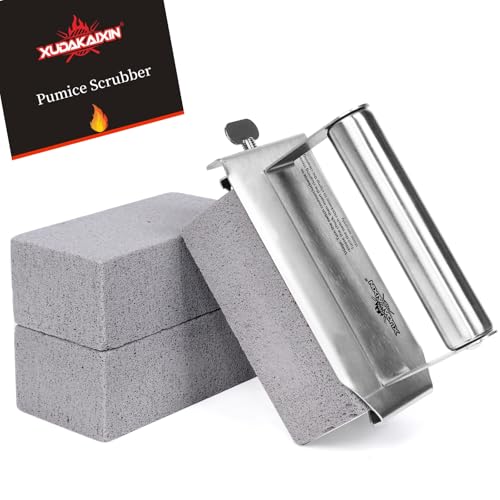 XUDAKAIXIN Grill Cleaning Bricks with Handle, Pumice Griddle Cleaning Stone Removing Stains for Grill,Plattop Griddle,Sink,Cookwares,Floor,Countertop(3-Pack with Handle) - style: 3-Pack with Handle