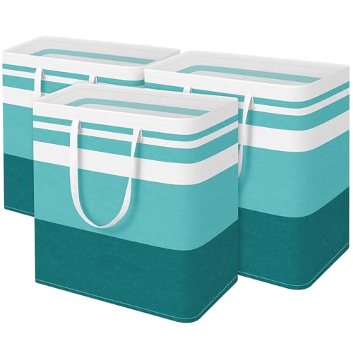 BlissTotes 3-Pack Laundry Basket, Collapsible Laundry Hamper, Green, 100L - color: Green, size: 100L