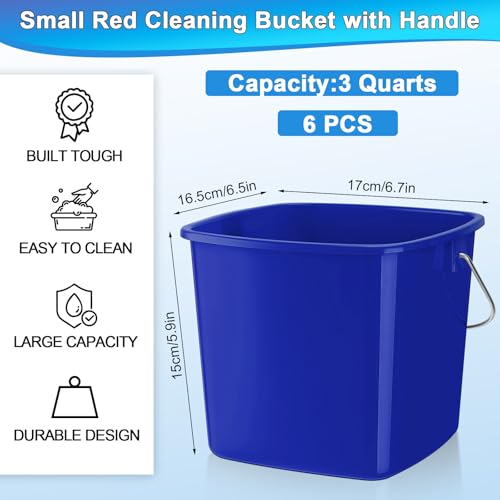 Zhehao 6 Pcs 3 Quart Small Sanitizer Cleaning Bucket, Dark Blue - color: Dark Blue