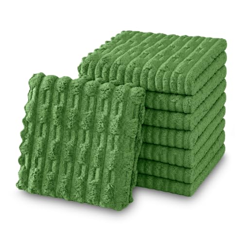 kimteny Microfiber Dish Cloths for Washing Dishes 8 Pack, Dark Green - color: Dark Green, size: 12 x 12 - 8 Pack