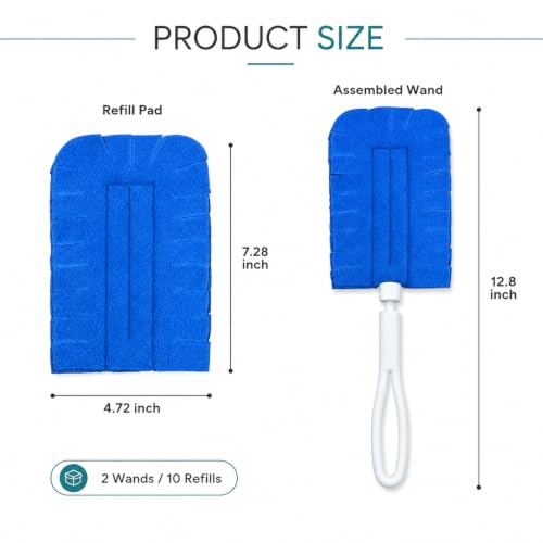 10 Pack Duster Refills with 2 Dusting Wands Reusable Pads