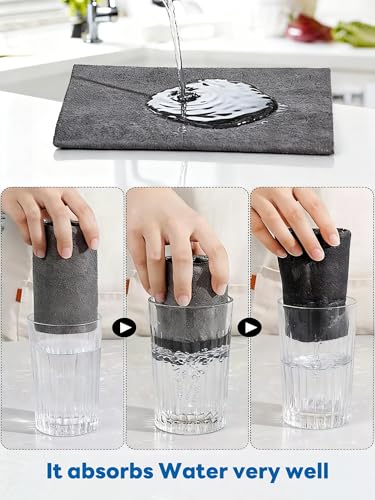 Thickened Magic Cleaning Cloths - 10 Pack Premium, Streak/Lint/Scratch-Free for Cars, Ultra-Absorbent Reusable Rags for Screens, Glass, Windows, Kitchen & Mirror, Durable, Gray (11.8''x 7.8'')