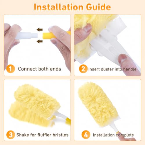 Duster Refills for Swiffer Duster, 50 Count Heavy Duty 2 Side 360° Dusters Refill Kit with 1 Handle, 4X Microfibers, Disposable Multi-Surface Duster for Cleaning Furniture Blinds Ceiling Fan - color: 50 Refills & 1 Short Handle