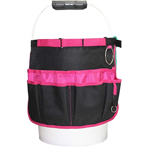MELOTOUGH Bucket Caddy Organizer Bucket Tool Organizer for Garden Tools Fit 3.5 to 5 Gallon Bucket (Pink and Green) - color: Pink and Green