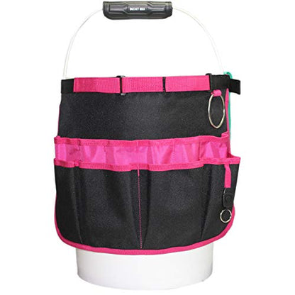 MELOTOUGH Bucket Caddy Organizer Bucket Tool Organizer for Garden Tools Fit 3.5 to 5 Gallon Bucket (Pink and Green) - color: Pink and Green