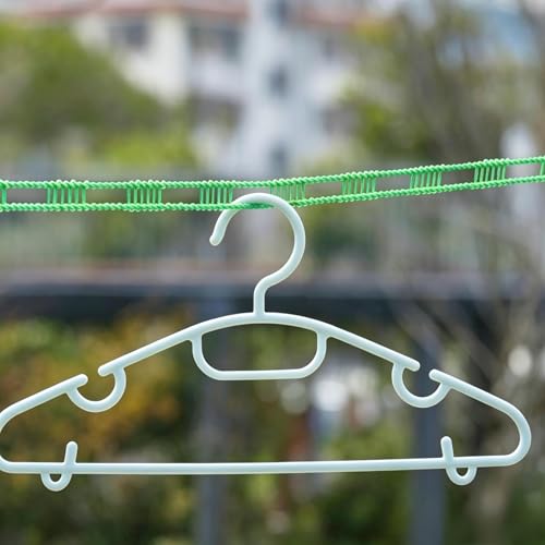 2 Pack Portable Travel Clothesline with 2 Hooks, Fence Style Non-Slip Plastic Laundry Line for Outdoor Use(Green)