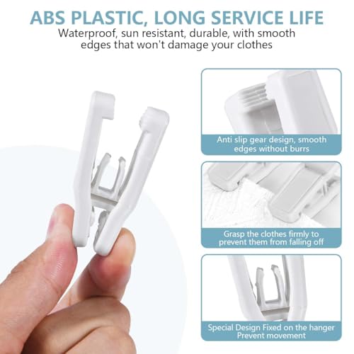 KISEER 80 Pcs Plastic Baby Hanger Clips Slim-line Finger Clips Set for Clothes Hanger Velvet Hanger (White) - color: White, size: 80 Pcs