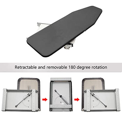 AKOZLIN Retractable Pull Out Ironing Board Closet Sliding Out Swivel Iron Board Mounted in Drawer with Heat Resistant Ironing Cover, Board Size: 31.88"*13", Gray