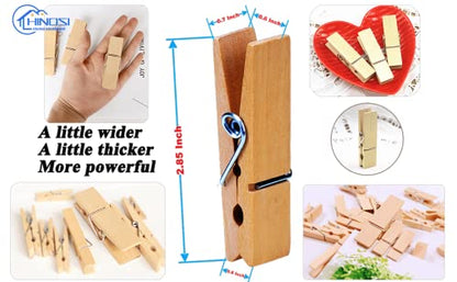 30pcs Large Wooden Clothespins, Sturdy and Heavy Duty Clothes Pins for Hanging, Outdoor, Crafts