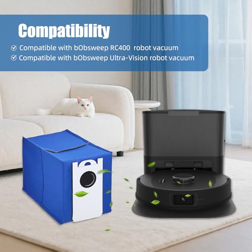 6-Pack UltraVision/UltraVision Pet Replacement Dust Bags for bObsweep RC400 & UltraVision/UltraVision Pet Robot Vacuum– 6L High-Capacity Self-Emptying Robot Vacuum Bags - size: 6 Dust Bags