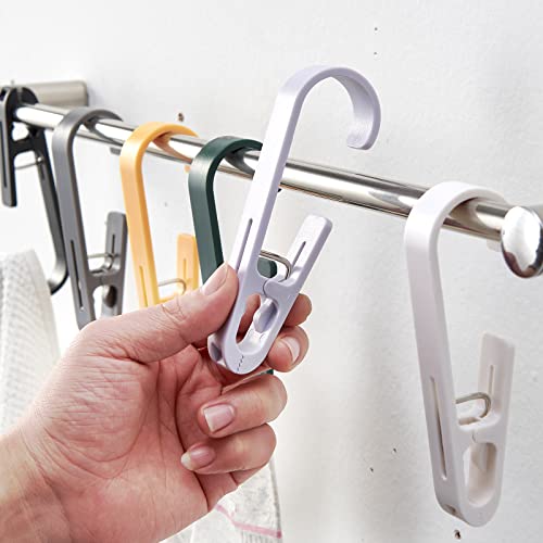 Large Clothes Pins Towel Clips, 4 Pcs Multipurpose Strong Plastic Hanger S Hook for Shower Curtain Laundry - color: Black+green, size: 4 Pcs