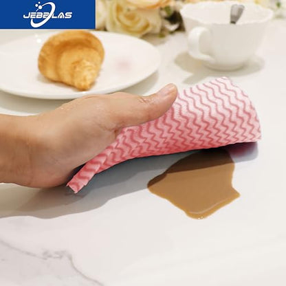 JEBBLAS Handi Wipes Reusable Cloths Dry Cleaning Cloths Dish Towel Kitchen Towel Handy Cleaning Wipes,Pack of 50, Red - color: Red