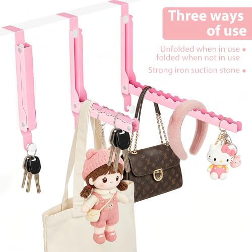 Pink Over the Door Hanger for Clothes Foldable for Space Saving - color: Pink-1(UP)