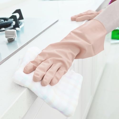 LoveBB 6 Pairs Rubber Cleaning Gloves, Reusable Dishwashing Gloves Non-Slip Kitchen Gloves for Washing Dishes & Household Cleaning- Pink Blue Purple (Medium)