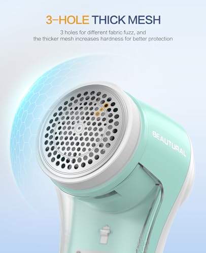 BEAUTURAL Fabric Shaver, Rechargeable Lint Remover for Clothes, Electric Lint Shaver with 6-Leaf Blades, Sweater Shavers to Fuzz, Lint Balls, Pillings, Bobbles for Clothes and Furniture - color: Green