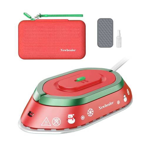 Newbealer Travel Iron Set, 100-240V Mini Dry Iron for Clothes (No Steam) - color: Classic Red with Hard Case