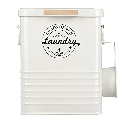 Laundry Detergent Powder Container Dispenser Holder for Laundry Room Organization. Metal Laundry Soap Dispenser with Scoop and Lid. Modern Farmhouse Laundry Room Decor and Accessories (Cream) - color: Cream