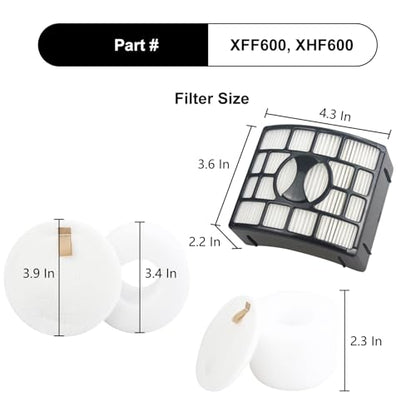 Replacement Filter for Shark ZD550 ZD552 ZD550 31 Lift-Away with PowerFins HairPro Upright Vacuum,Part XFF600,XHF600