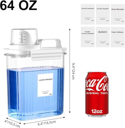 64 OZ Laundry Detergent Dispenser, Liquid Laundry Soap Dispenser, Fabric Softener Dispenser, Scent Booster/Laundry Powder Holder & Container, Laundry Room Organization and Storage, 2PACK - color: 2p