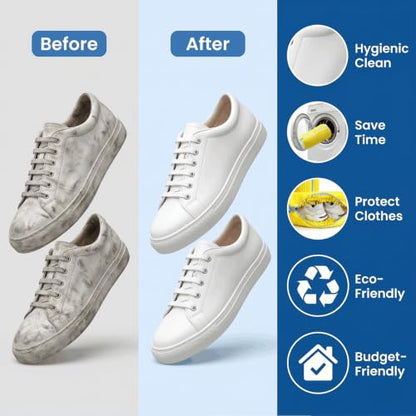 2-Pack Shoe Washing Machine Bag, Microfiber Chenille Laundry Bag for Sneakers - Self-Locking Zipper, 360° Deep Clean, Noise Reduction, Fits All Shoe Sizes, for Tennis Running & Kids Shoes