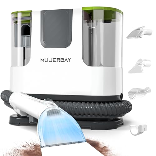 Upholstery Carpet Cleaner, MUJERBAY 12Kpa Portable Spot and Stain Cleaner, Easy Move with Universal Wheels & Handle, 1.23-inch Deep Cleaning Machine for Couch, Stairs, Car and Pet Messes. RED - color: Light Green